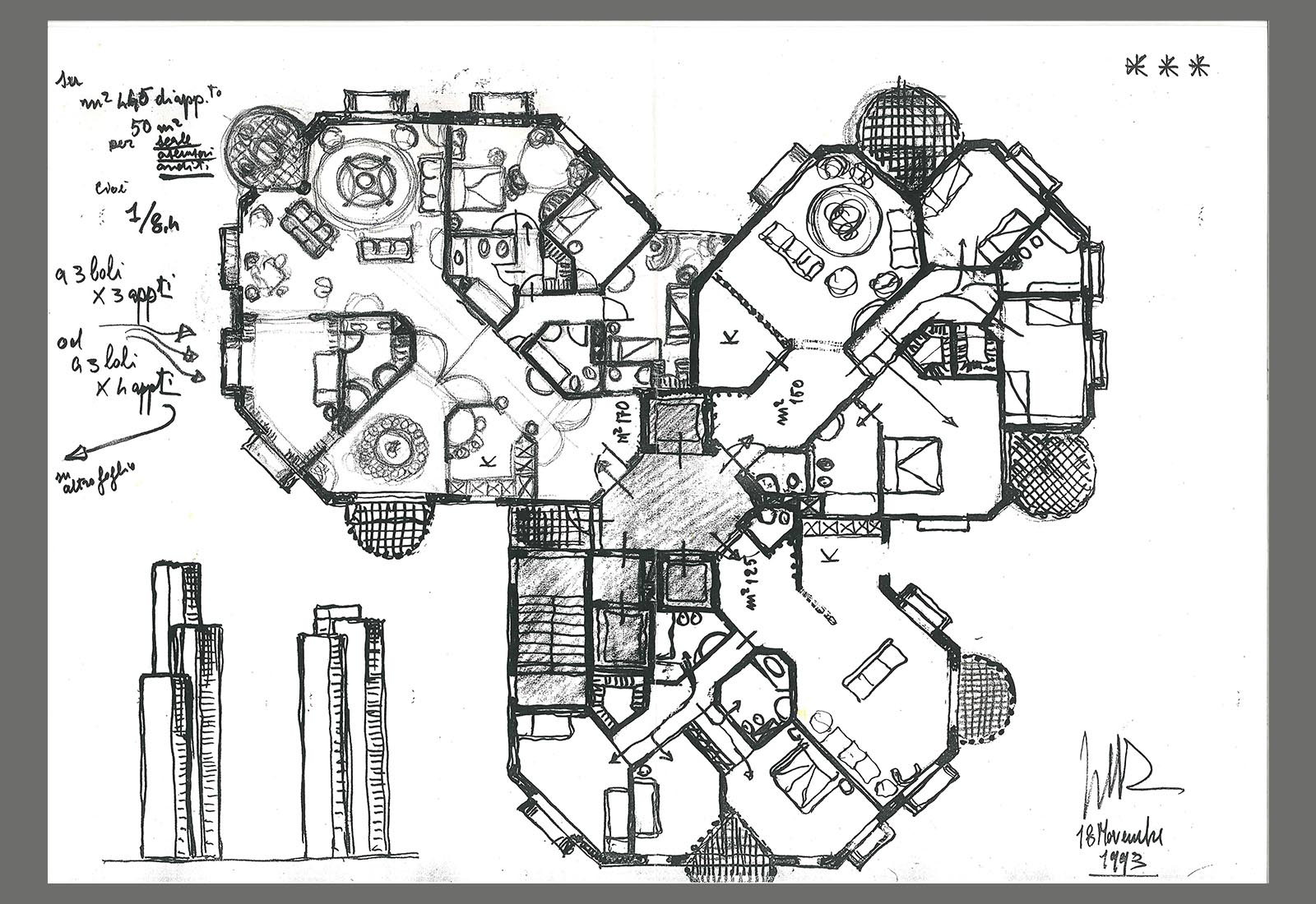 Cornice Plaza Doha - Plan scheme of the 1st tower